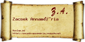 Zacsek Annamária névjegykártya